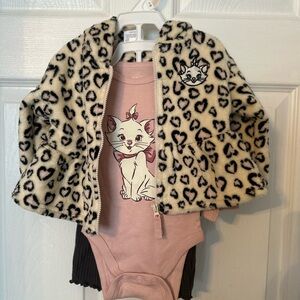 Disney Cream and Black Heart Print Baby Set